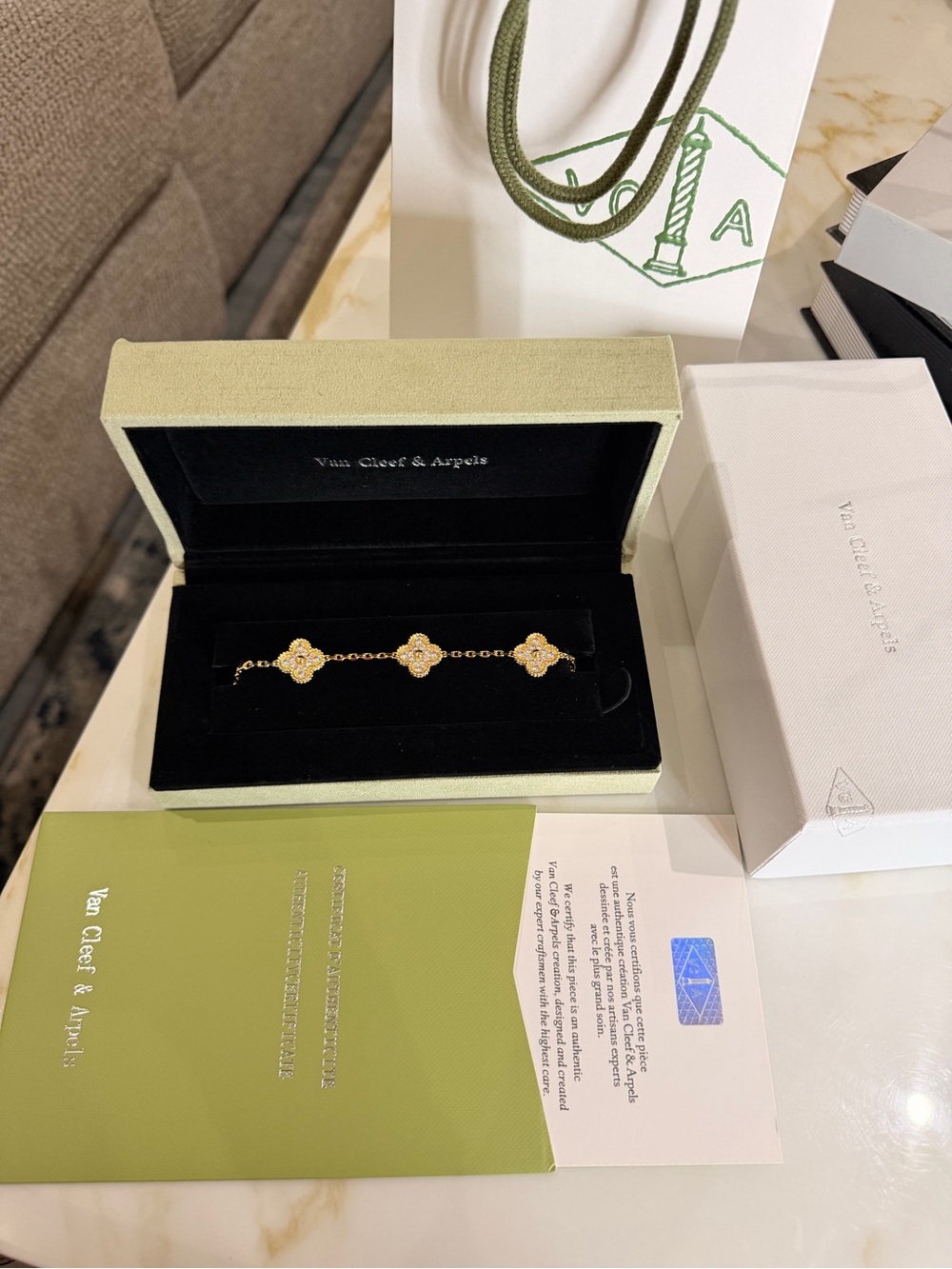 Van Cleef & Arpels Yellow Gold Clover Motif Chain Bracelet
